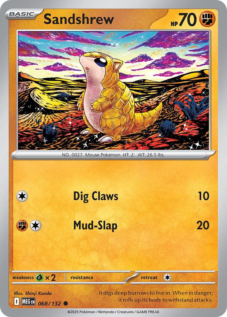 Sandshrew 068/132 Common Mega Evolution Pokémon card