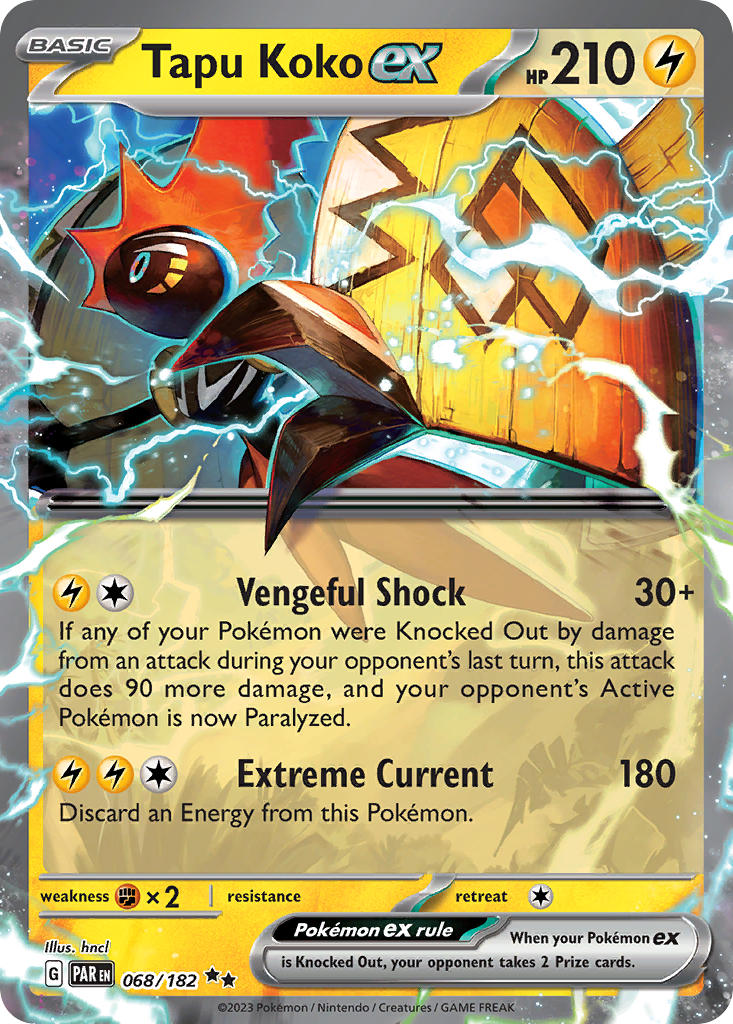 Tapu Koko EX 068/182 Double Rare Paradox Rift Pokémon card