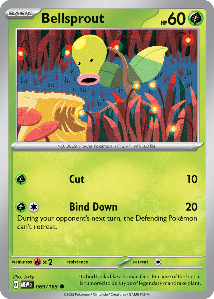 Bellsprout 069/165 Common 151 Pokémon card