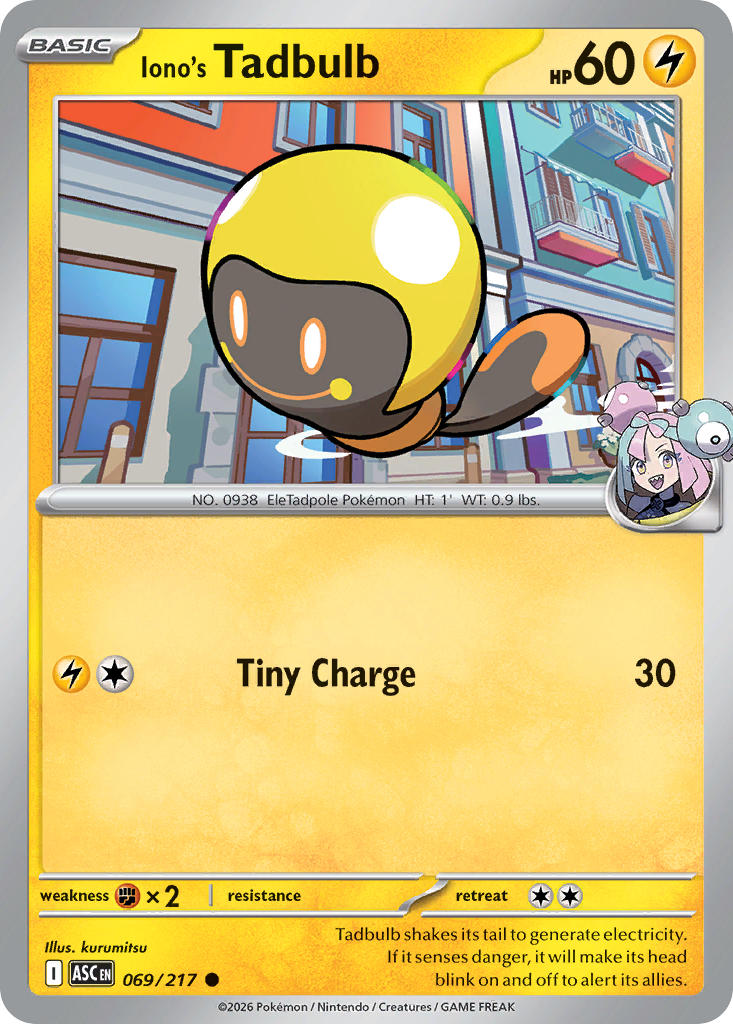 Iono's Tadbulb 069/217 Common Ascended Heroes Pokémon card