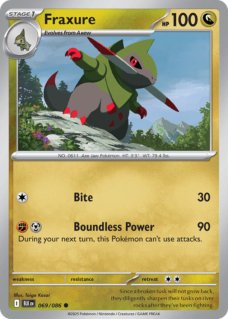 Fraxure 069/086 Uncommon Black Bolt Pokémon card