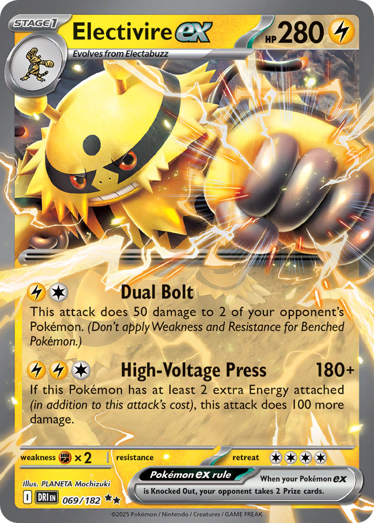 Electivire EX 069/182 Double Rare Destined Rivals Pokémon card