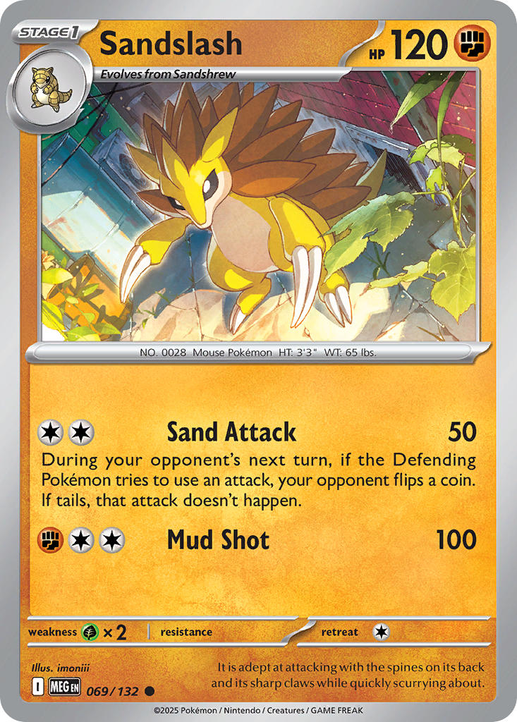 Sandslash 069/132 Uncommon Mega Evolution Pokémon card