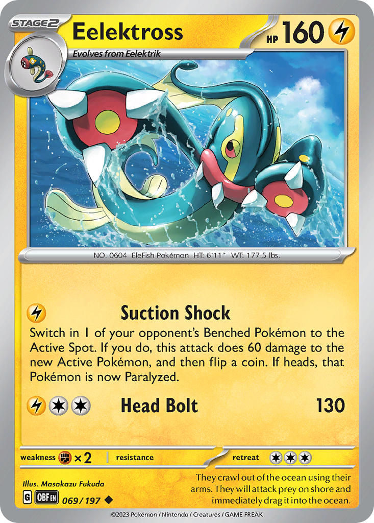 Eelektross 069/197 Uncommon Obsidian Flames Pokémon card