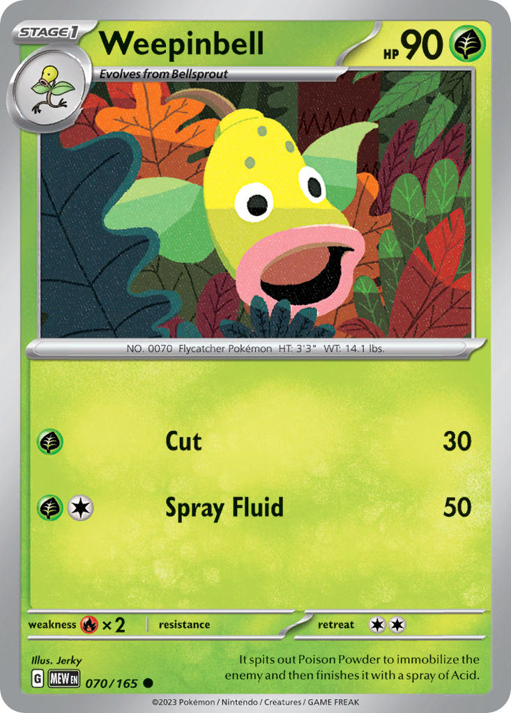 Weepinbell 070/165 Uncommon 151 Pokémon card