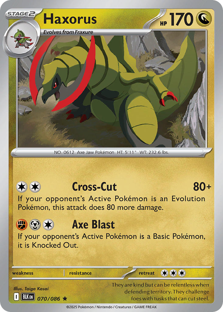 Haxorus 070/086 Rare Black Bolt Pokémon card