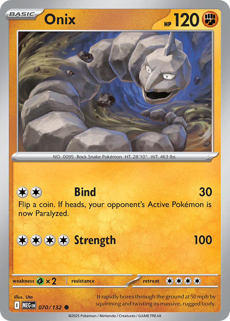 Onix 070/132 Common Mega Evolution Pokémon card
