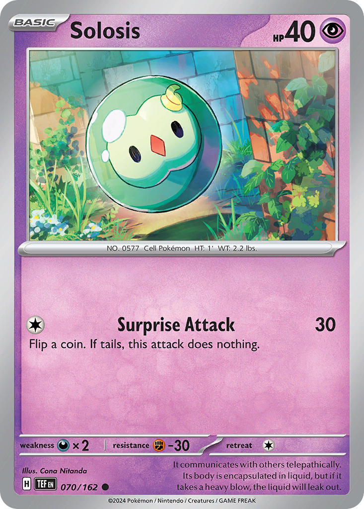 Solosis 070/162 Common Temporal Forces Pokémon card
