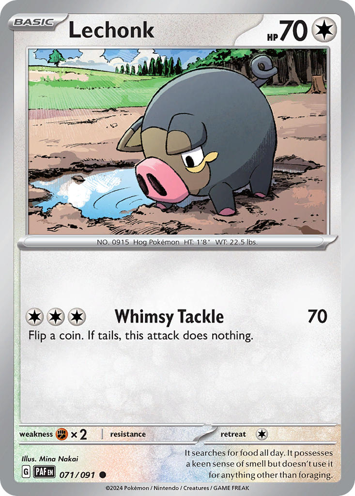 Lechonk 071/091 Common Paldean Fates Pokémon card
