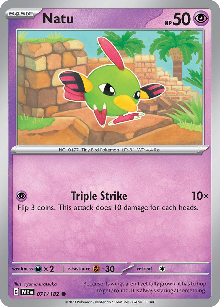 Natu 071/182 Common Paradox Rift Pokémon card