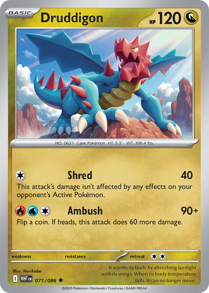 Druddigon 071/086 Uncommon White Flare Pokémon card