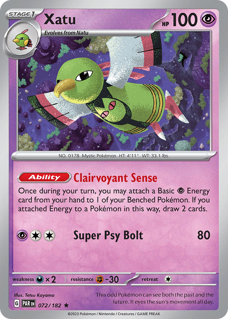 Xatu 072/182 Rare Paradox Rift Pokémon card