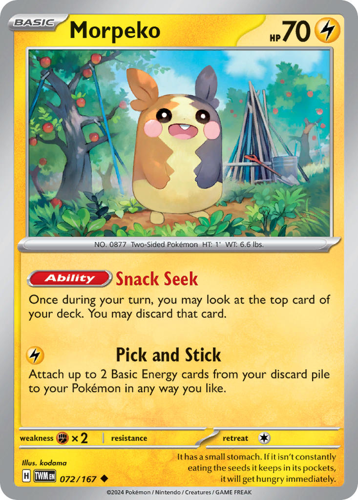 Morpeko 072/167 Uncommon Twilight Masquerade Pokémon card