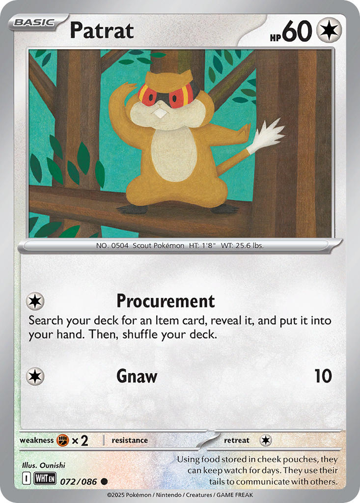Patrat 072/086 Common White Flare Pokémon card