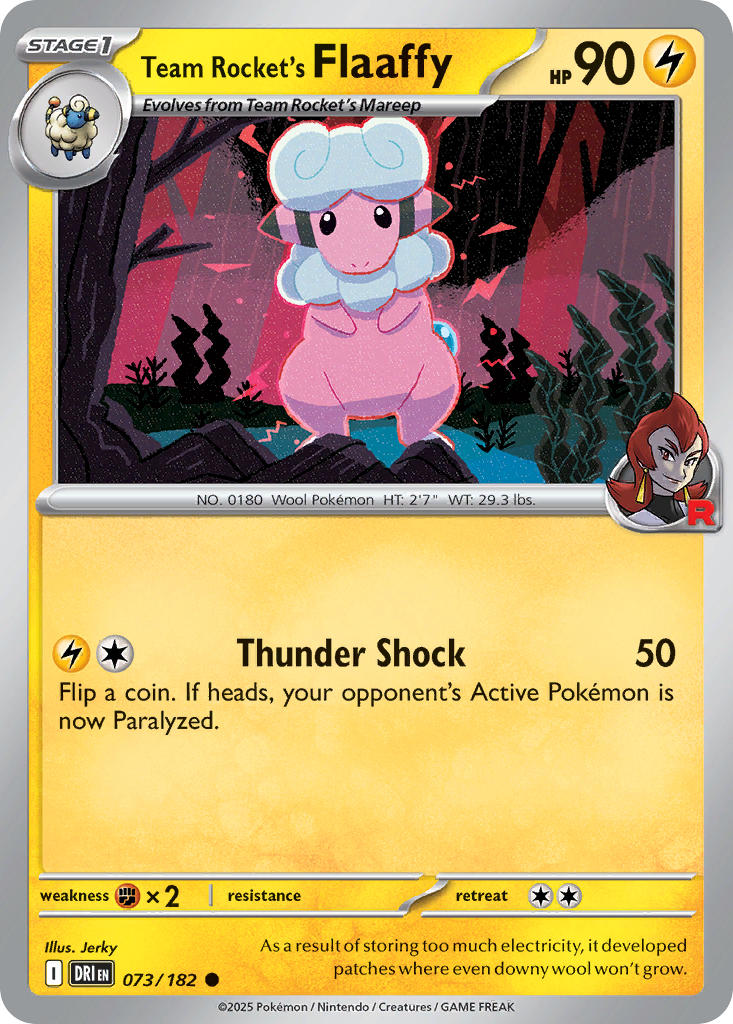 Team Rocket's Flaaffy 073/182 Common Destined Rivals Pokémon card
