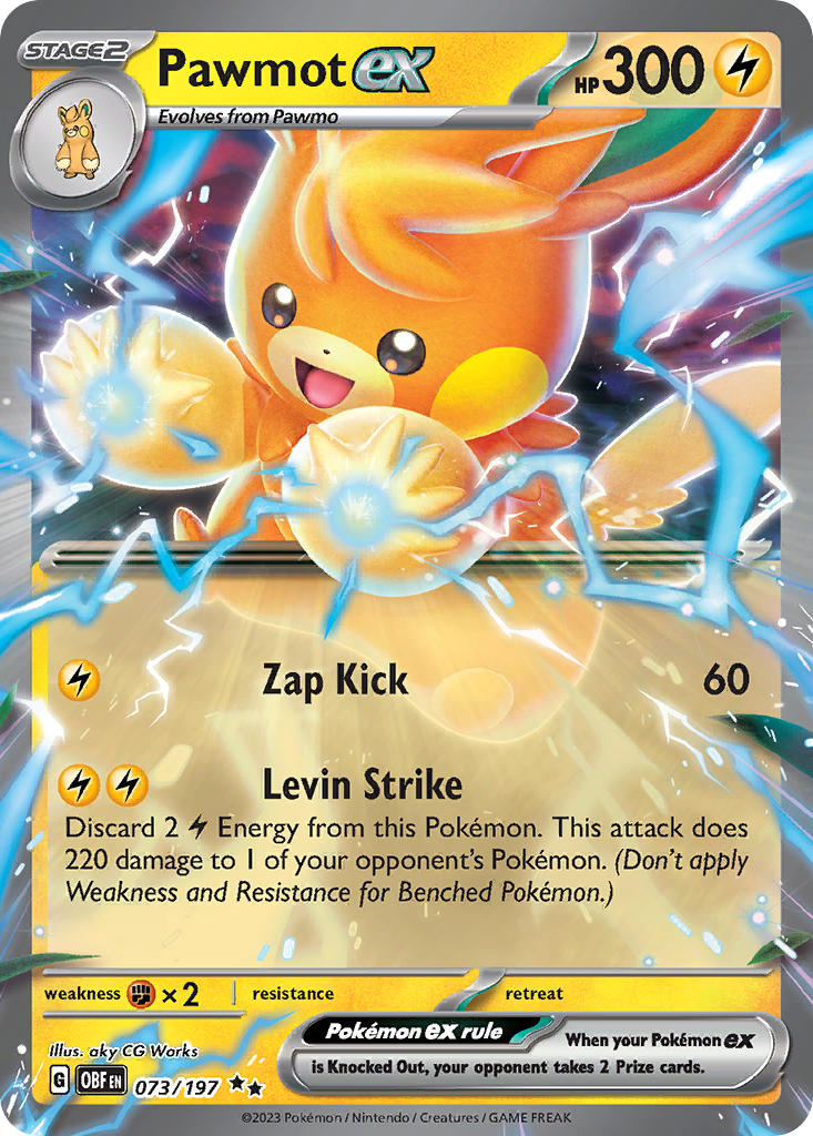 Pawmot EX 073/197 Double Rare Obsidian Flames Pokémon card
