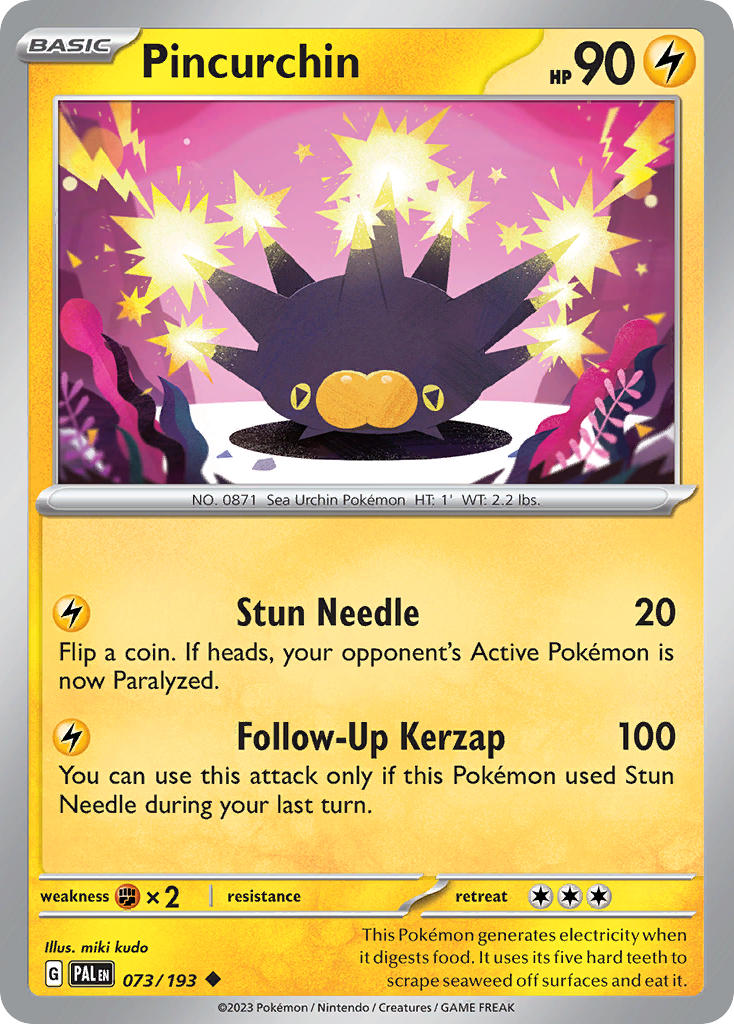 Pincurchin 073/193 Common Paldea Evolved Pokémon card