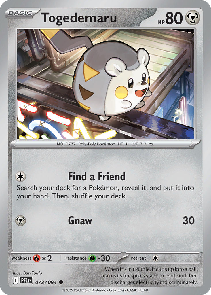 Togedemaru 073/094 Common Phantasmal Flames Pokémon card