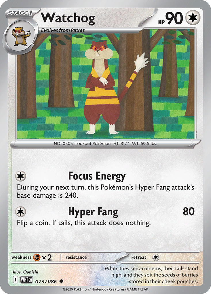 Watchog 073/086 Uncommon White Flare Pokémon card