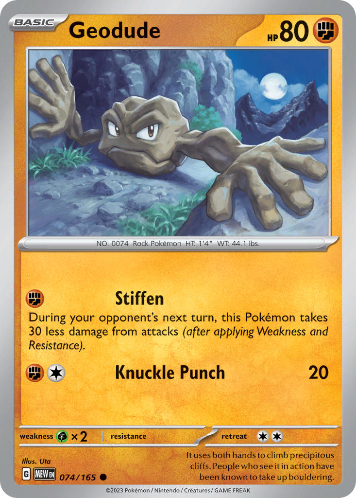 Geodude 074/165 Common 151 Pokémon card