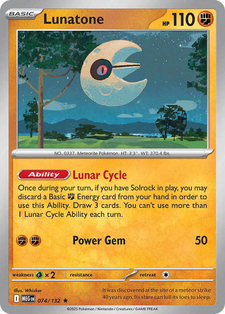 Lunatone 074/132 Rare Mega Evolution Pokémon card