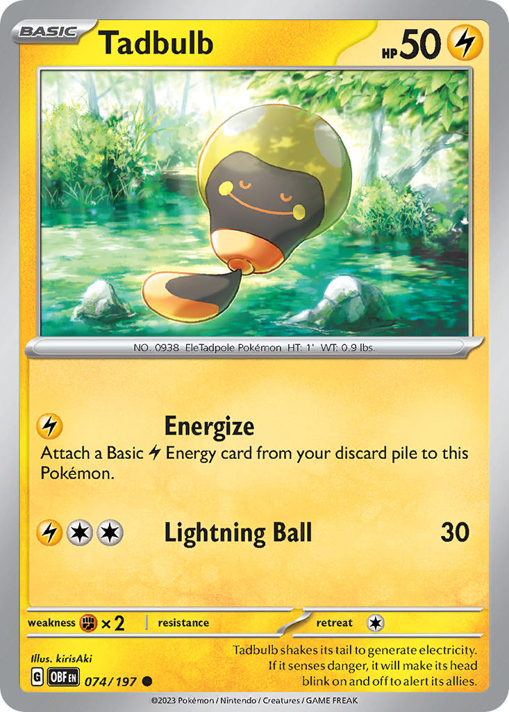 Tadbulb 074/197 Common Obsidian Flames Pokémon card