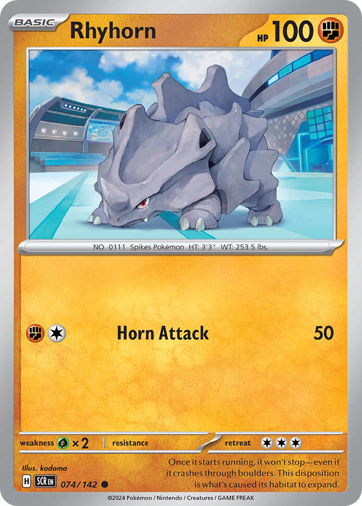 Rhyhorn 074/142 Common Stellar Crown Pokémon card