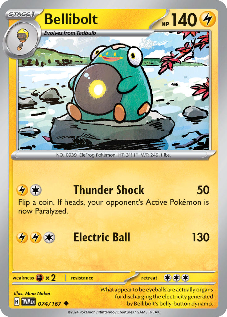 Bellibolt 074/167 Uncommon Twilight Masquerade Pokémon card
