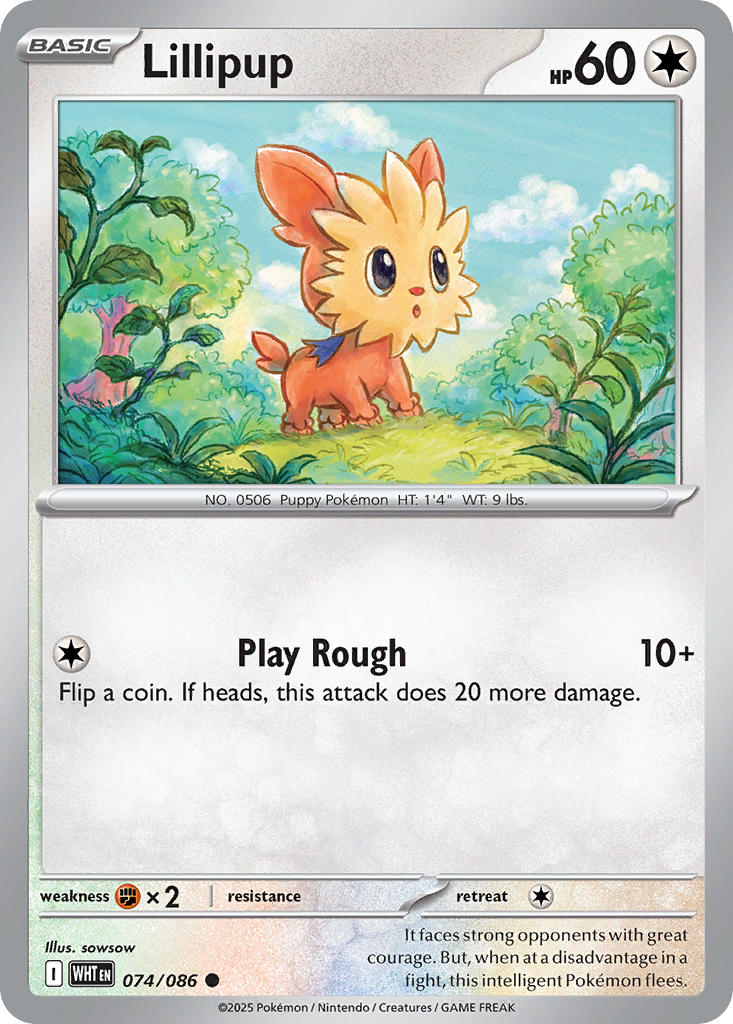 Lillipup 074/086 Common White Flare Pokémon card