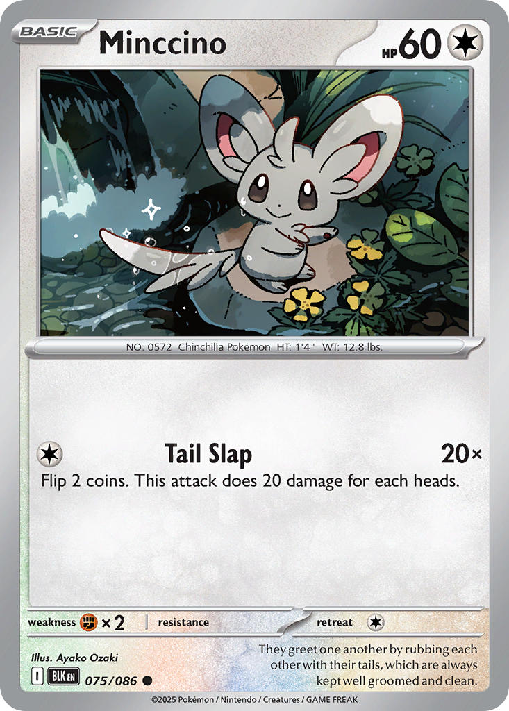 Minccino 075/086 Common Black Bolt Pokémon card