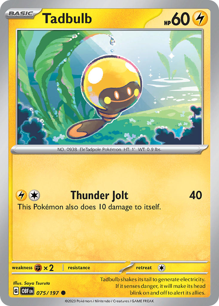 Tadbulb 075/197 Common Obsidian Flames Pokémon card