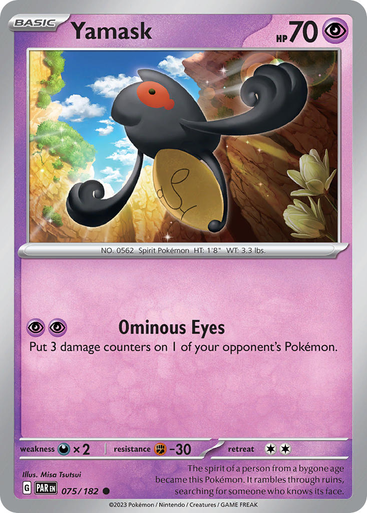 Yamask 075/182 Common Paradox Rift Pokémon card