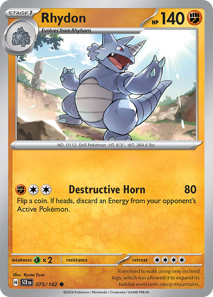 Rhydon 075/142 Common Stellar Crown Pokémon card