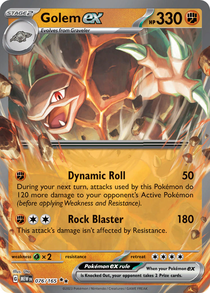 Golem EX 076/165 Double Rare 151 Pokémon card