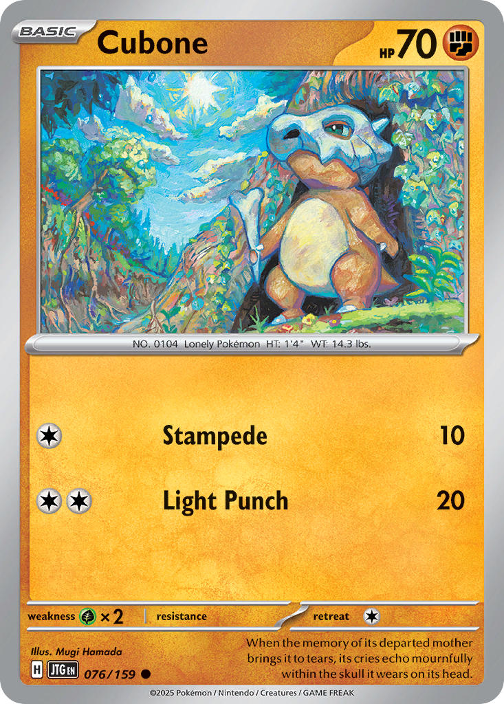 Cubone 076/159 Common Journey Together Pokémon card