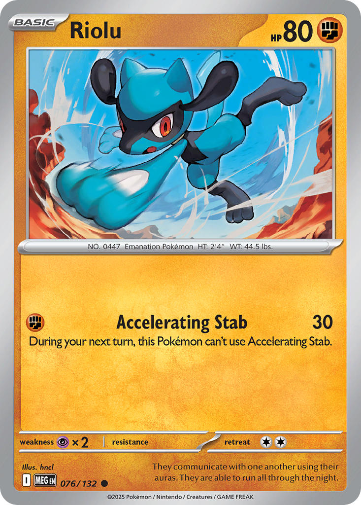 Riolu 076/132 Common Mega Evolution Pokémon card