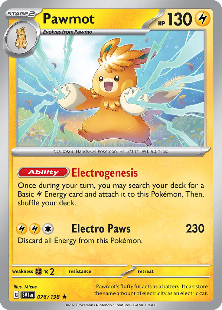 Pawmot 076/198 Rare Scarlet & Violet Pokémon card