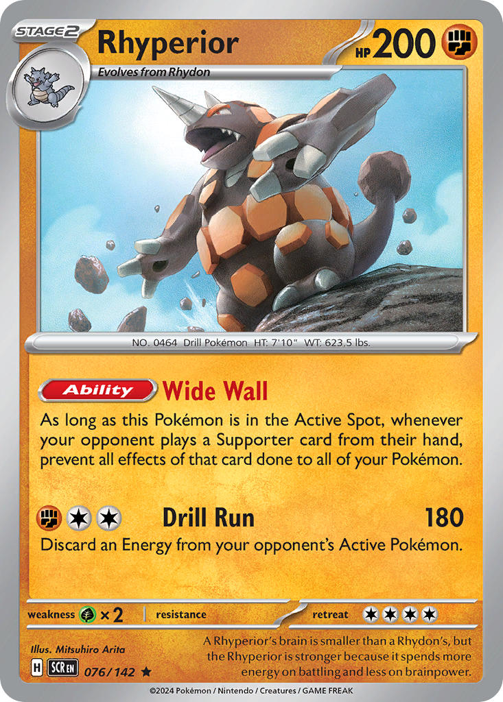 Rhyperior 076/142 Rare Stellar Crown Pokémon card