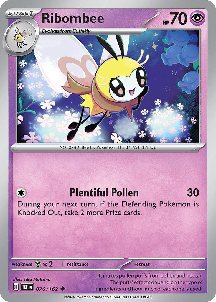Ribombee 076/162 Rare Temporal Forces Pokémon card