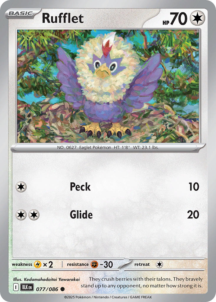 Rufflet 077/086 Common Black Bolt Pokémon card