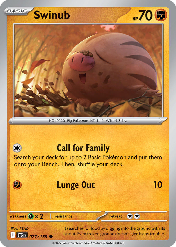Swinub 077/159 Common Journey Together Pokémon card