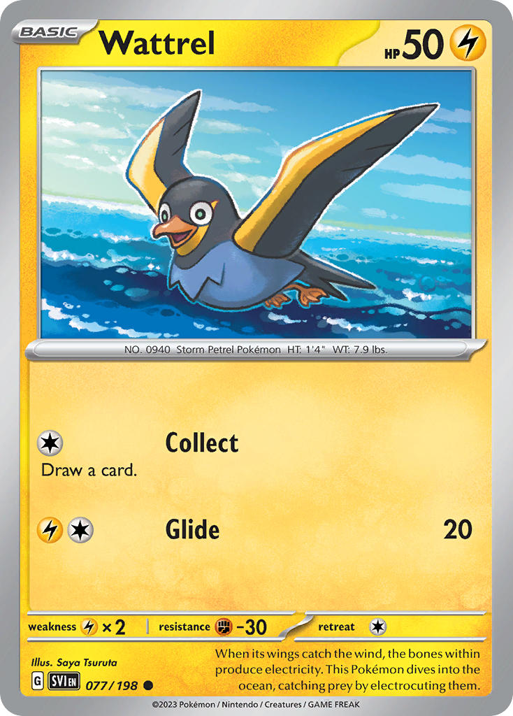 Wattrel 077/198 Common Scarlet & Violet Pokémon card