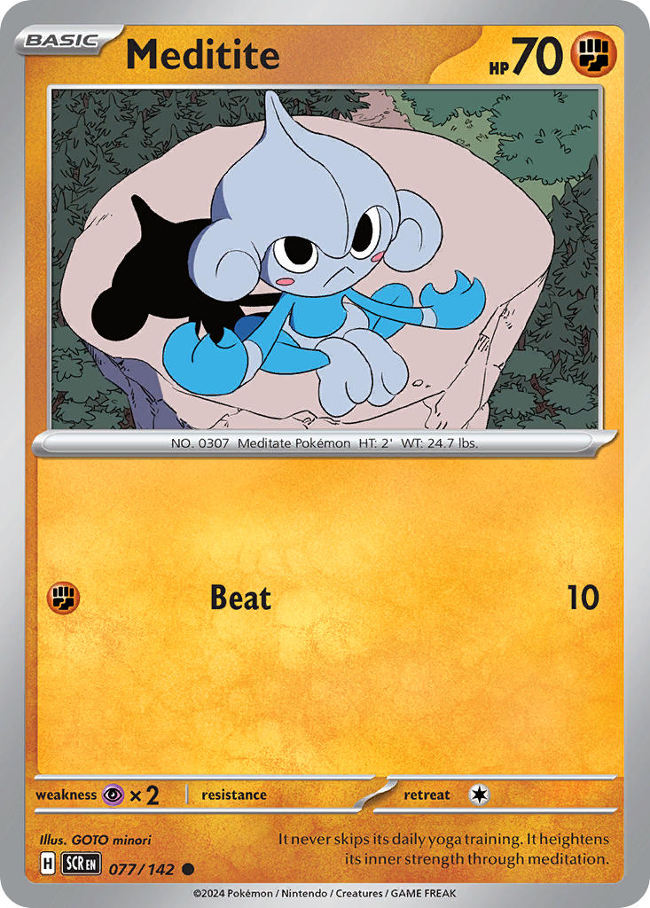 Meditite 077/142 Common Stellar Crown Pokémon card