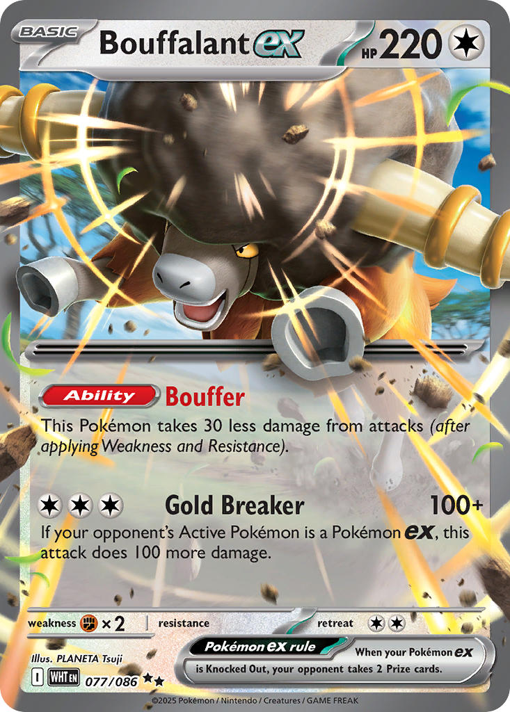 Bouffalant EX 077/086 Double Rare White Flare Pokémon card