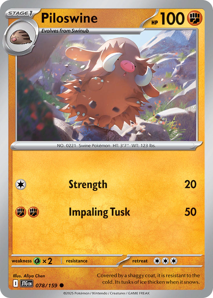 Piloswine 078/159 Common Journey Together Pokémon card