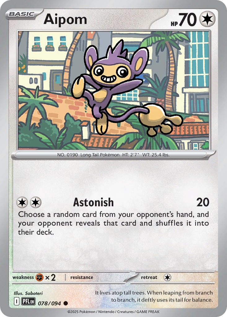 Aipom 078/094 Common Phantasmal Flames Pokémon card