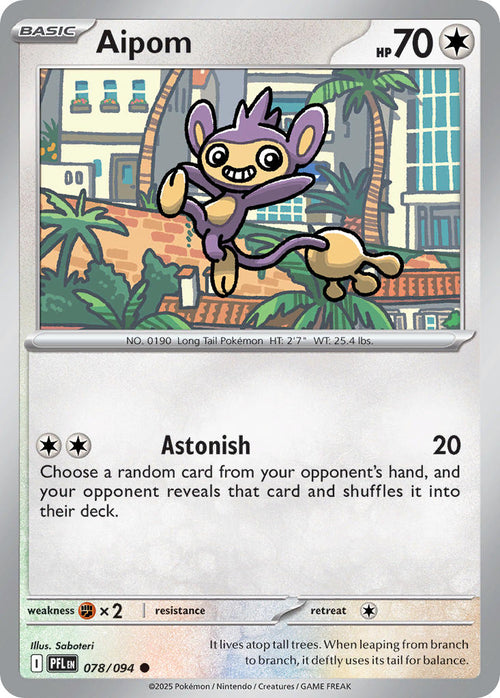 Aipom 078/094 Common Phantasmal Flames Pokémon card