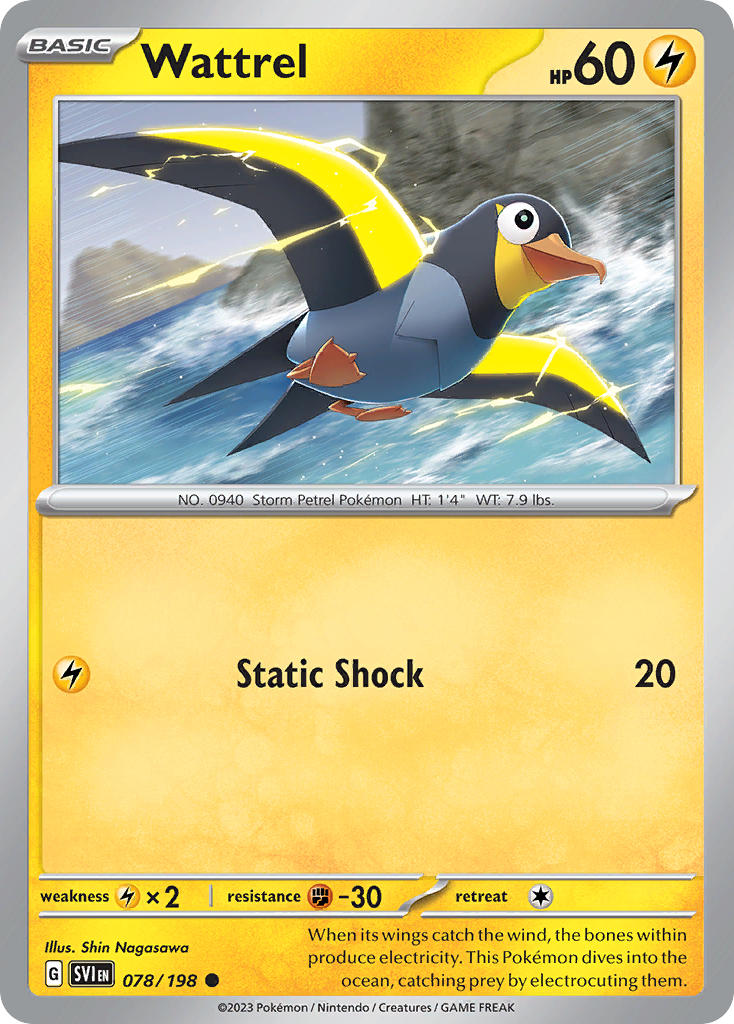 Wattrel 078/198 Common Scarlet & Violet Pokémon card