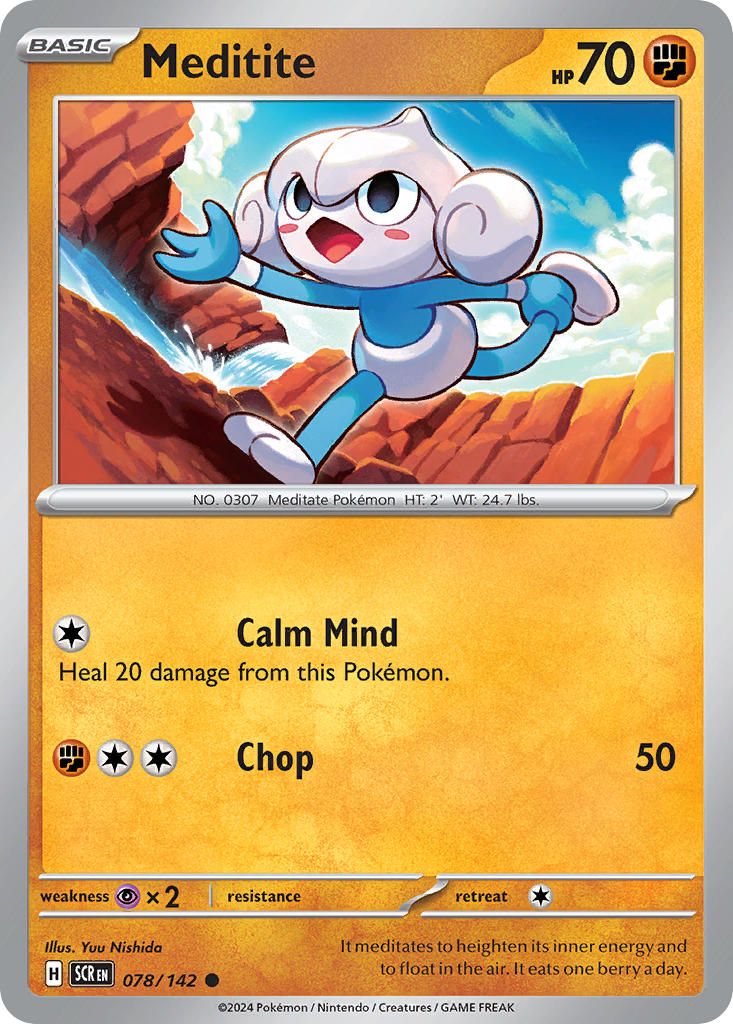 Meditite 078/142 Common Stellar Crown Pokémon card