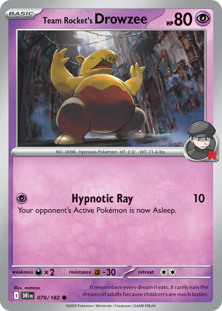 Team Rocket's Drowzee 079/182 Common Destined Rivals Pokémon card